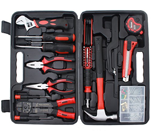 Cartman 148-Piece Tool Set - General Household Hand Tool Kit with Plastic Toolbox Storage Case
