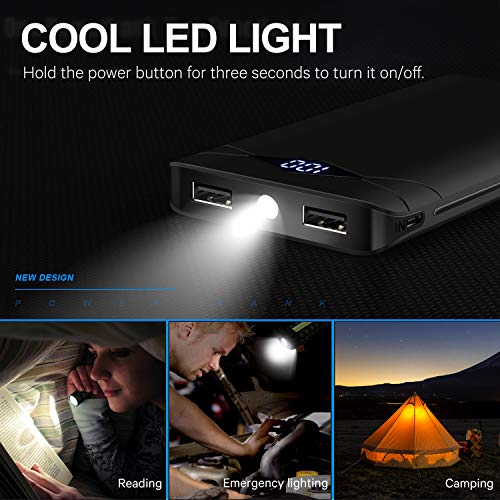 Compact 10,000mAh 2-Port USB Powerbank with LED Display