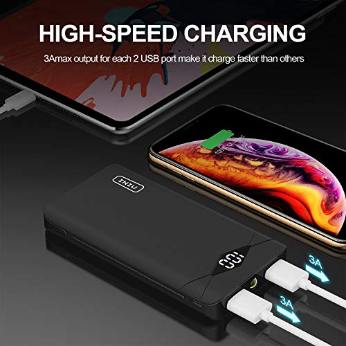 Compact 10,000mAh 2-Port USB Powerbank with LED Display