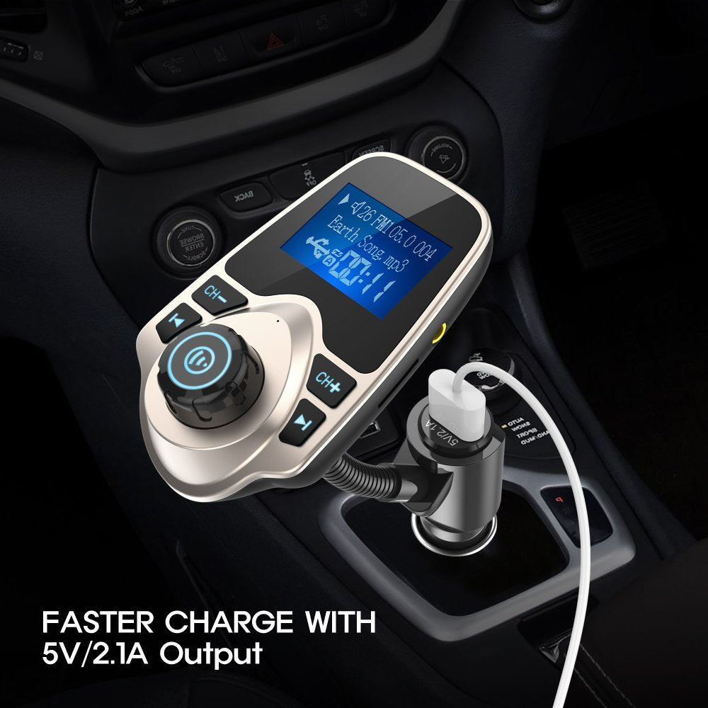 Nulaxy Wireless Bluetooth Car FM Transmitter Audio Adapter