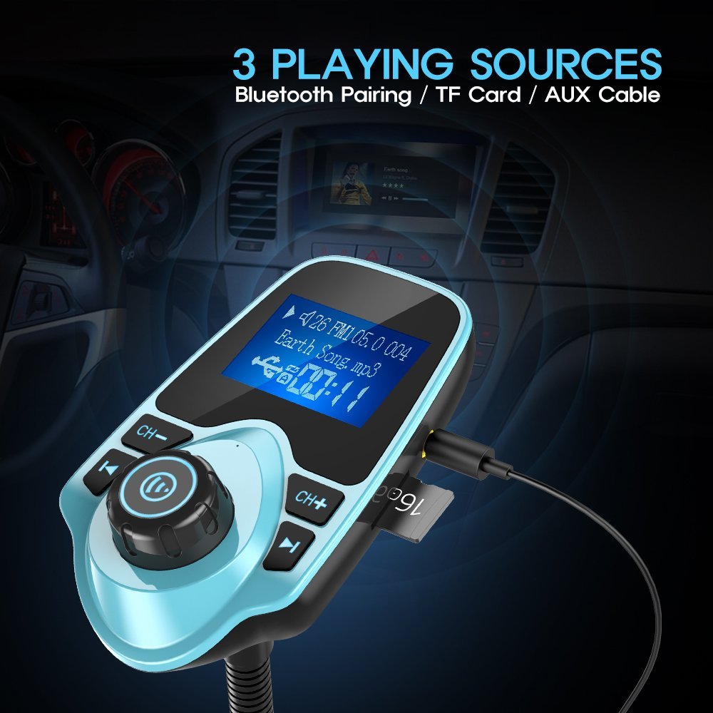 Nulaxy Wireless Bluetooth Car FM Transmitter Audio Adapter