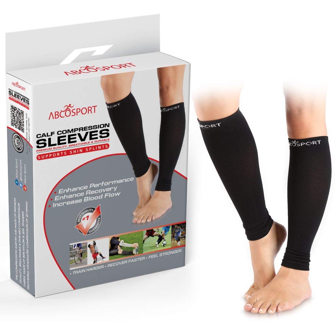 Abco Tech Compression Sleeve-Calf and Shin Splints Support with Guard Leg Compression Design