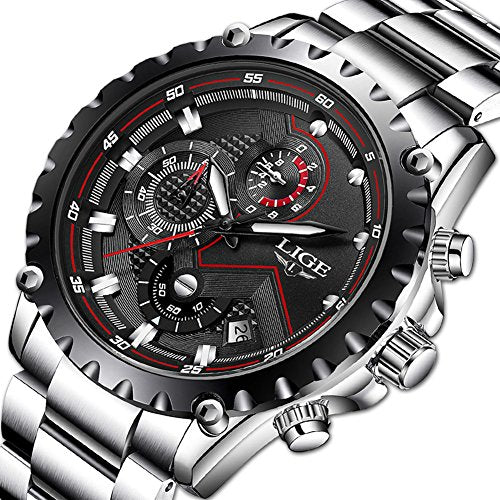 Men's Stainless Steel Chronograph Waterproof Sports Quartz Watch