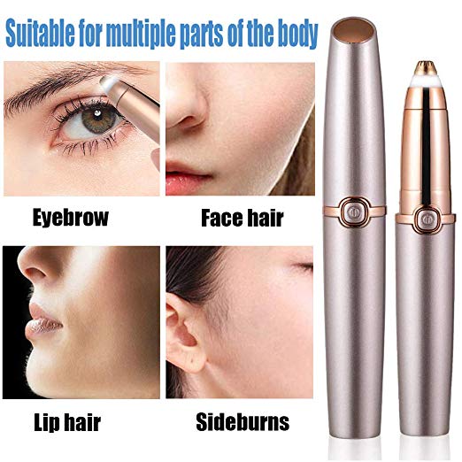 Mini Electric Eyebrow Trimmer Facial Hair Remover with LED Light