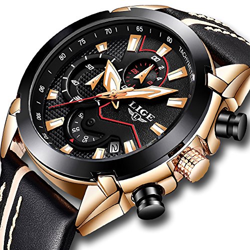 Men's Stainless Steel Chronograph Waterproof Sports Quartz Watch