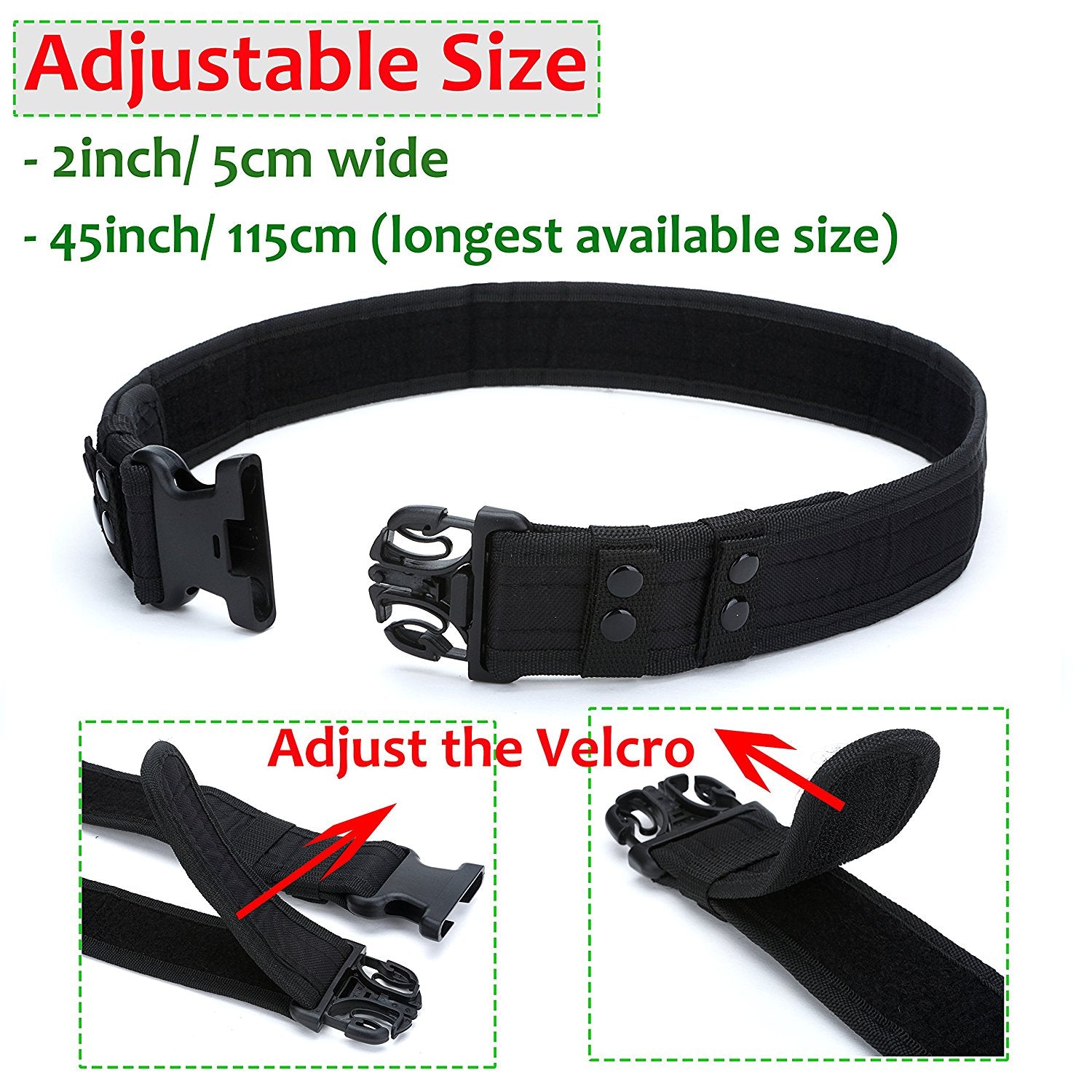 Yahill Security Tactical Belt Combat Gear Adjustable Heavy Duty Police Military Equipment Accessories for Sports Outdoor