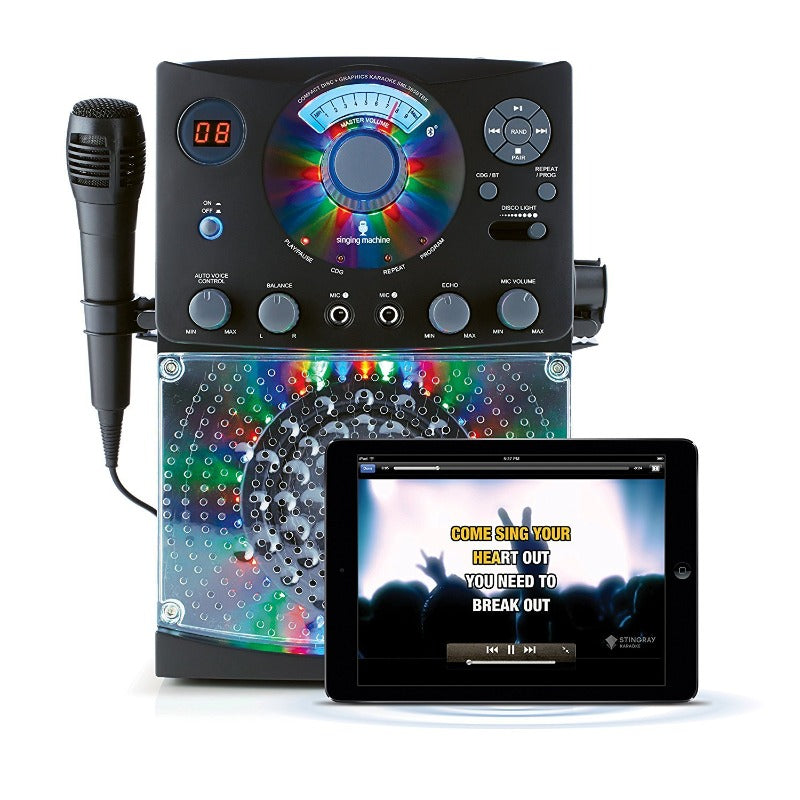 Singing Machine Karaoke SML385BTBK with Bluetooth, Sound and Multi Color LED Lights