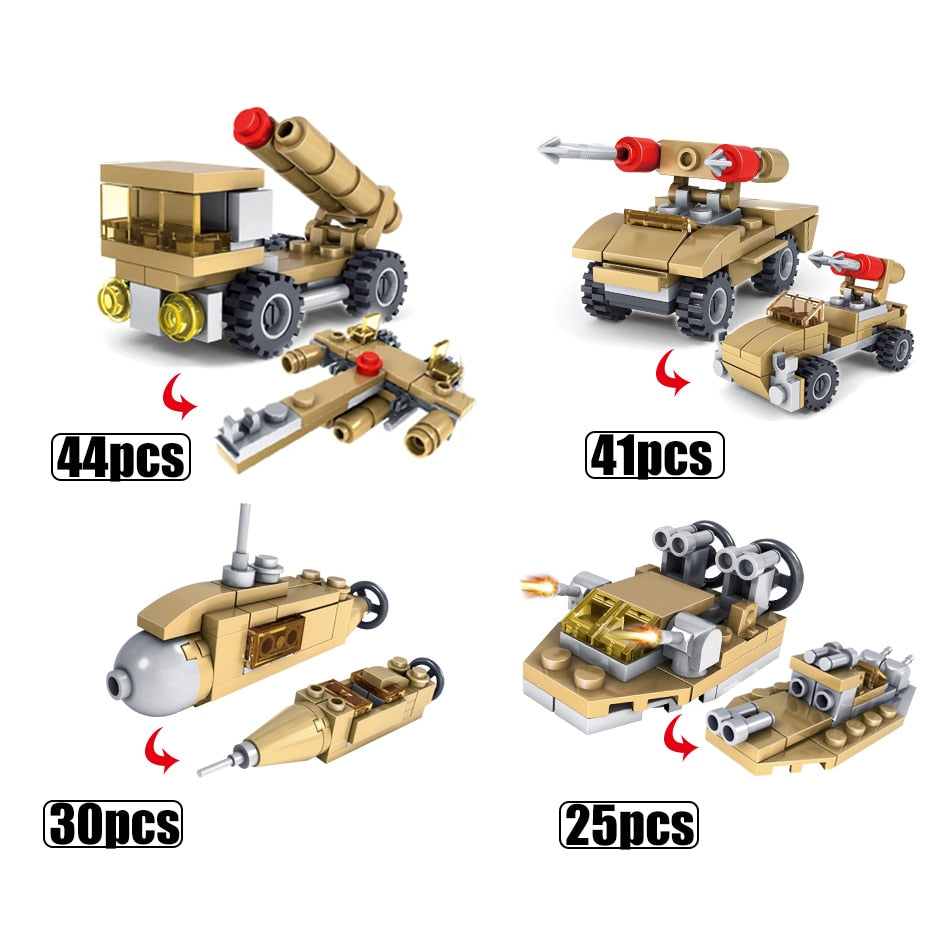 16-in-1 Army Tank Transforming Building Blocks Set - 544 Pieces