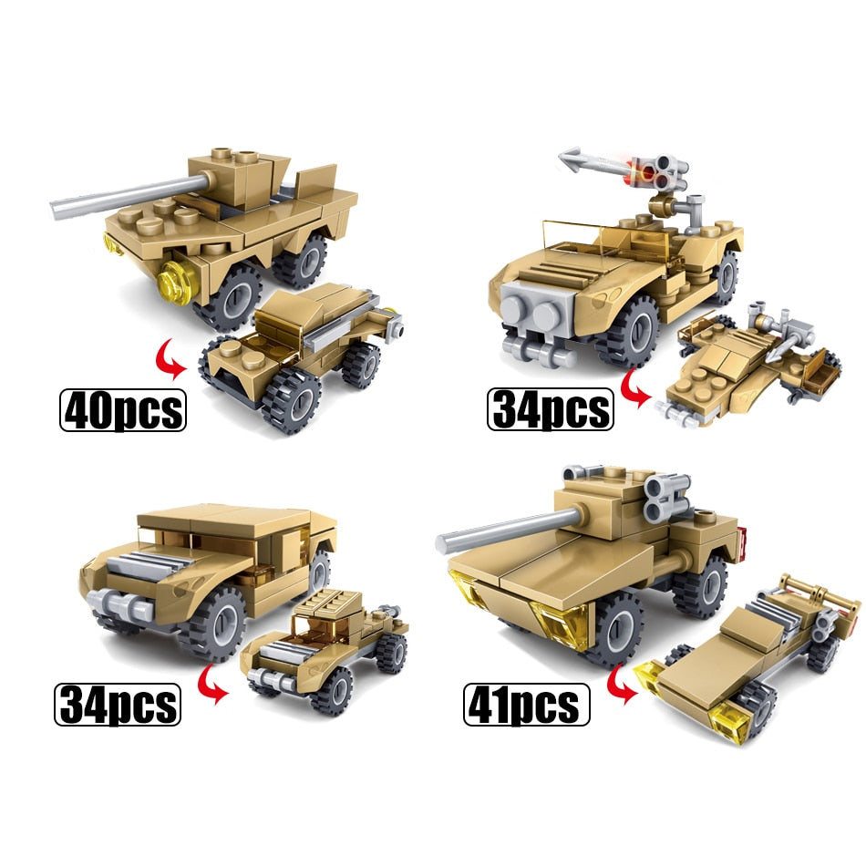 16-in-1 Army Tank Transforming Building Blocks Set - 544 Pieces
