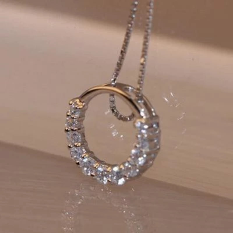 Crystal Circle 925 Sterling Silver Pendant & Necklace