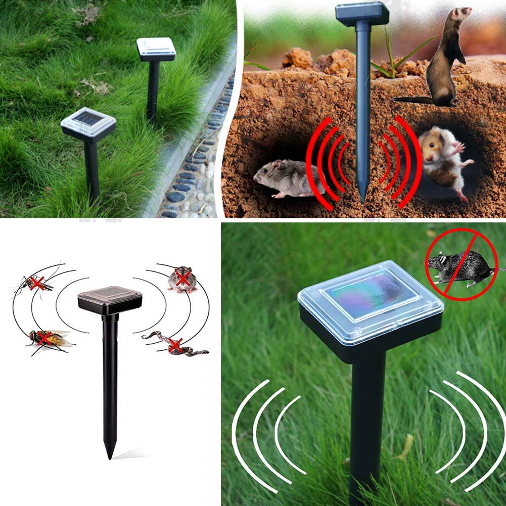 4 Pack: Ultrasonic Solar Powered Rodent Pest Control Garden Repeller