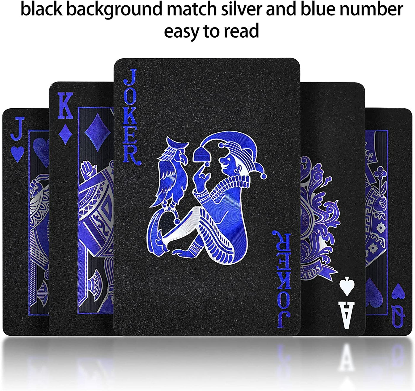  Black Plastic Playing Cards , Waterproof Poker Cards, PET Playing Cards with Box Suitable for Pool, Beach, Camping, Party, Family or Friend Card Games