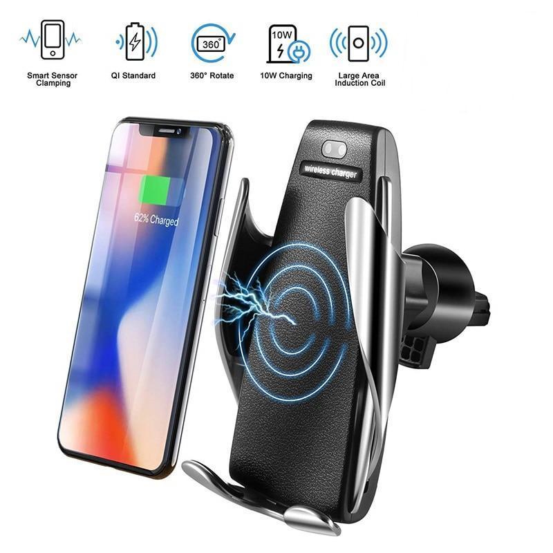 Automatic Clamping 360 Degree Car Air Vent Phone Holder and Wireless Charger