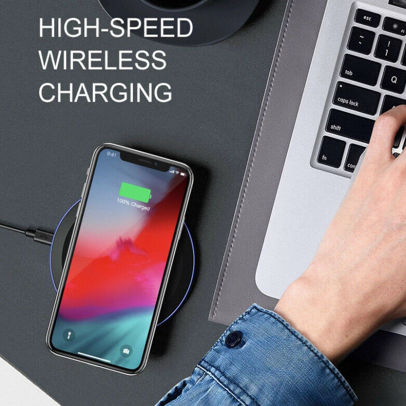 Qi Wireless Fast Charger for iPhones and Samsung Phones - Black