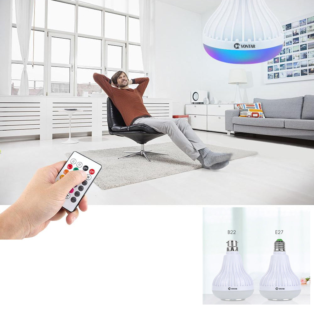Wireless Bluetooth Speaker w/ Smart LED Bulb & Remote Control