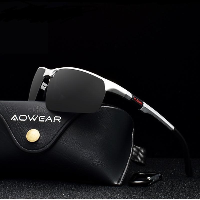 Men's Aluminum Magnesium Rimless Polarized Sports Sunglasses