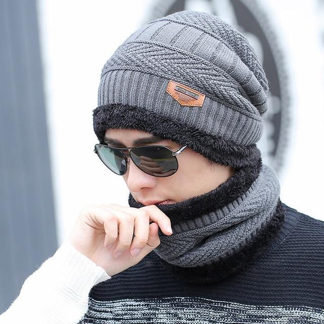 Acrylic Fur Lined Knitted Beanie and Neck Warmer