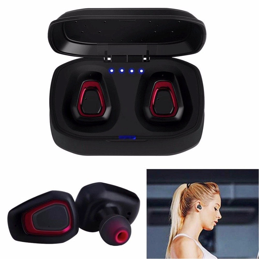 Wireless Noise Cancellation Stereo Sport Earphones with Free Charge Box