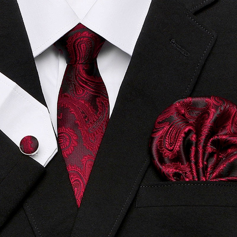 Men's Elegant Silk Woven Neck Tie Set