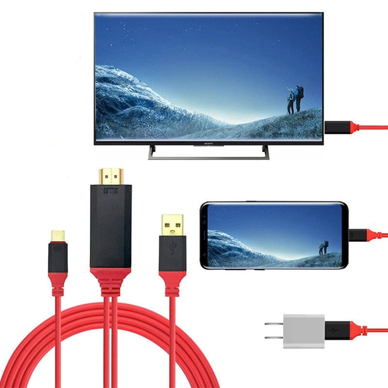 HD 3-in-1 USB to HDMI 4K Mirror Cast Cable Converter