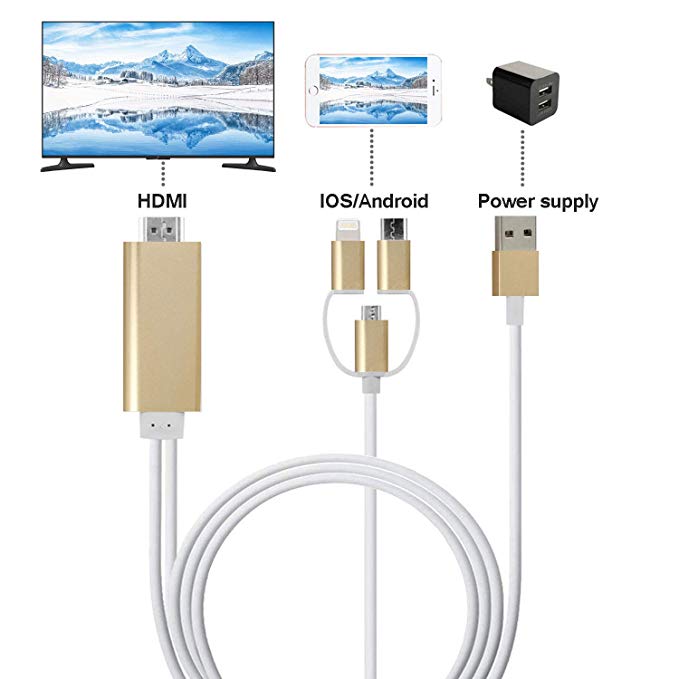 HD 3-in-1 USB to HDMI 4K Mirror Cast Cable Converter