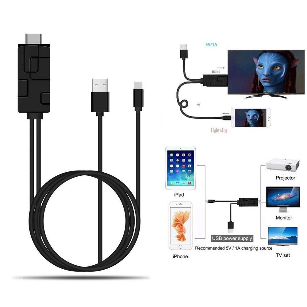 HD 3-in-1 USB to HDMI 4K Mirror Cast Cable Converter
