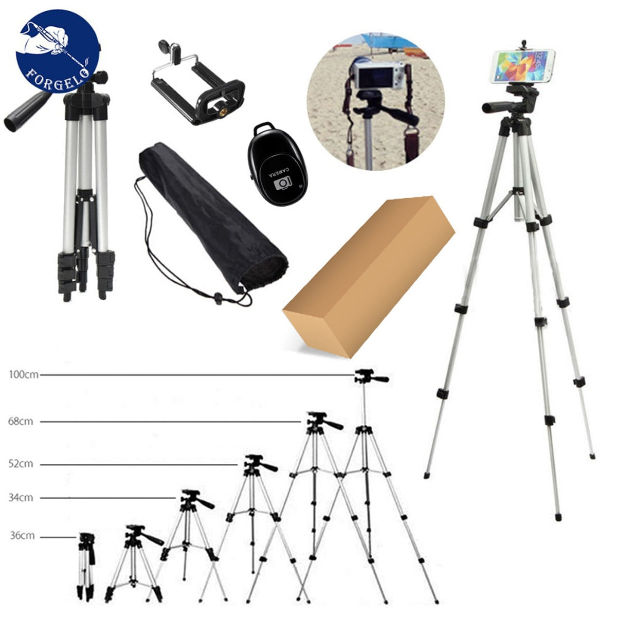 Universal Adjustable Cell Phone and Camera Tripod Mount