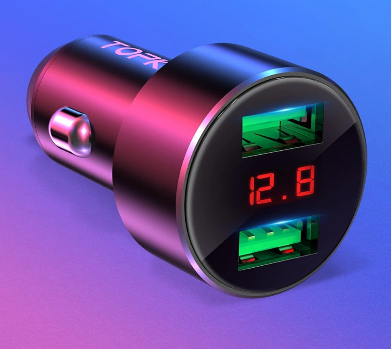 5V Digital Display Dual USB Car Charger