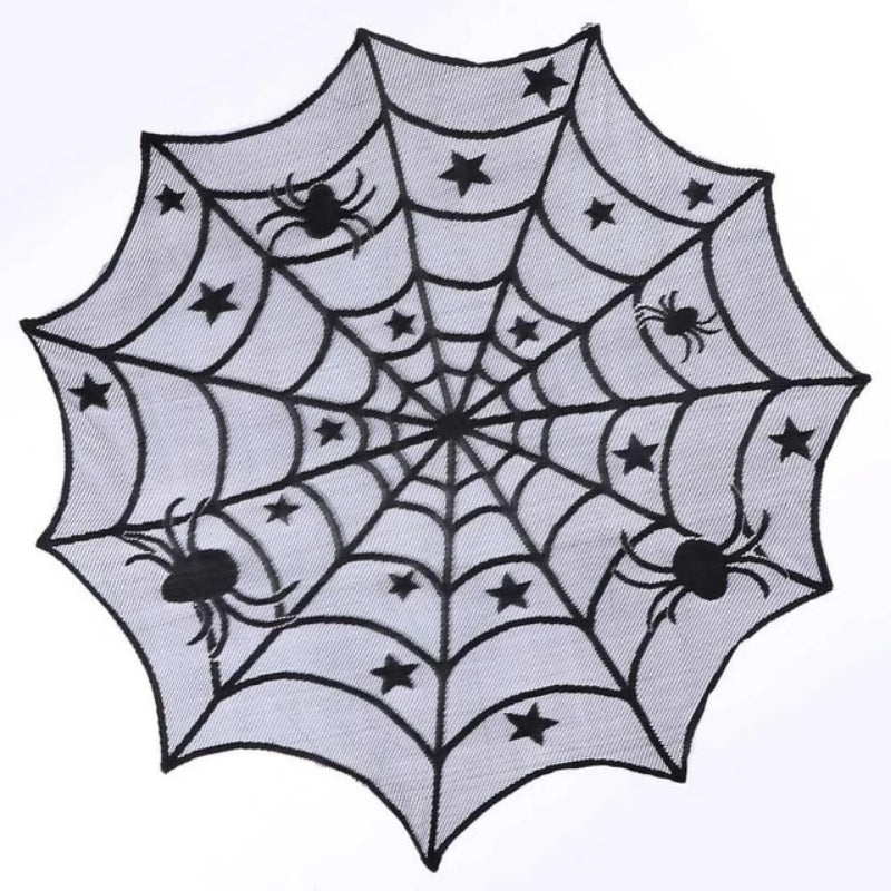 Halloween Black Lace Spiderweb Table Cloth