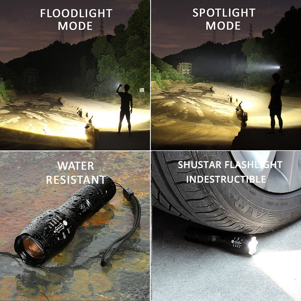 Rechargeable Ultra Bright 12K Lumen - 3 Modes - LED 5 Switch Waterproof Flashlight