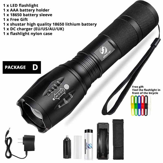 Rechargeable Ultra Bright 12K Lumen - 3 Modes - LED 5 Switch Waterproof Flashlight