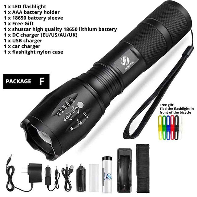 Rechargeable Ultra Bright 12K Lumen - 3 Modes - LED 5 Switch Waterproof Flashlight