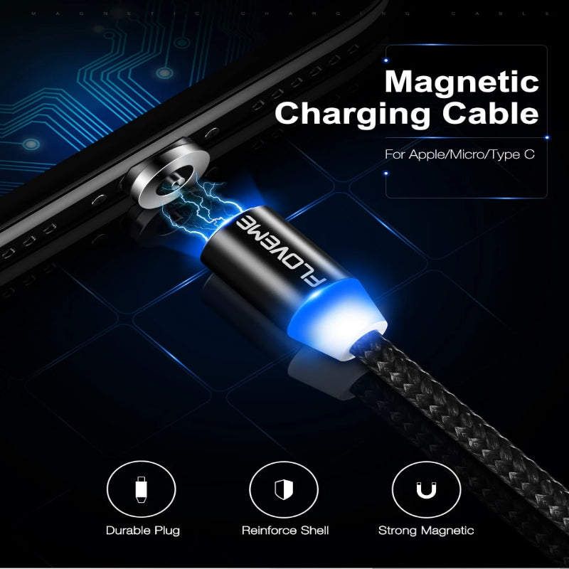 360° Magnetic LED Charging Cable for Android and iPhones