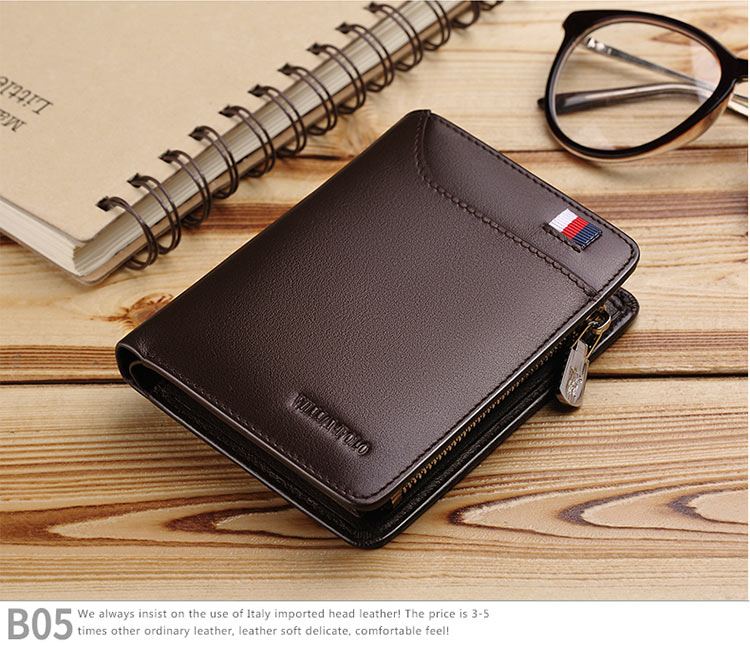 Men's Genuine Leather Zipper Wallet