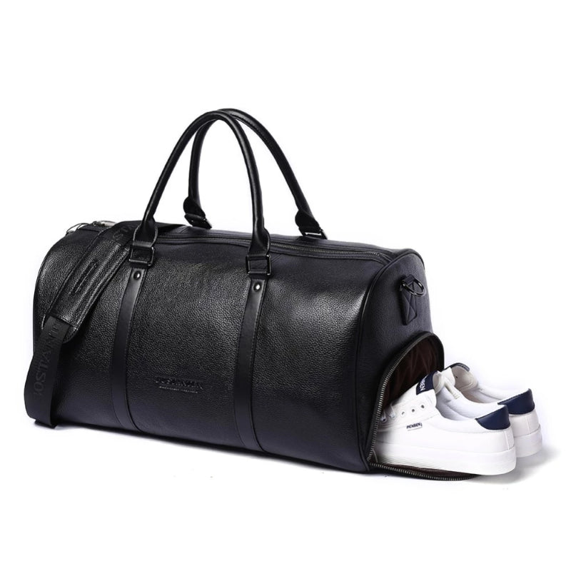 Men's Genuine Leather Travel Overnight Duffel Bag