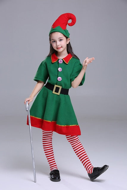 Kids and Adult Christmas Elf Halloween Costume