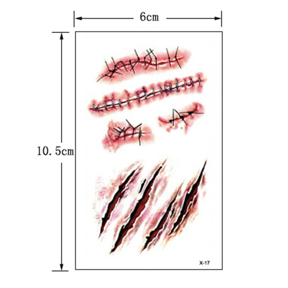 5 Pack: Halloween Scar Wounds Tattoo Costume Make-Up
