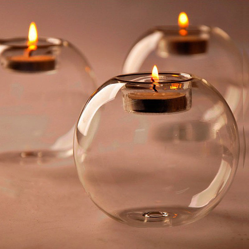Elegant Crystal Glass Candle Holder