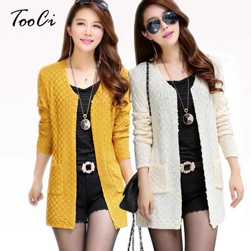 Women's Knitted Long Cardigan With Pockets