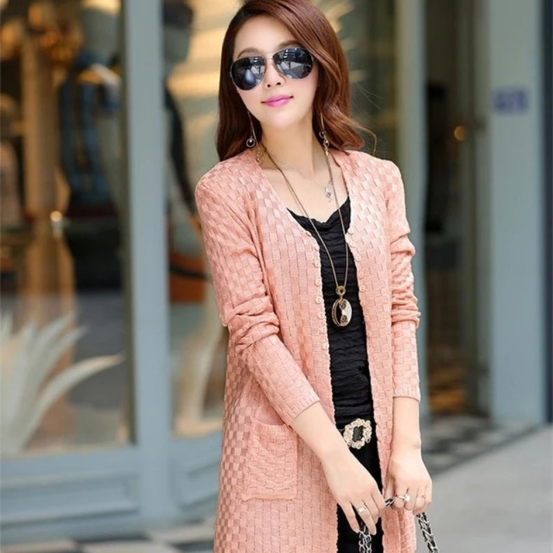 Women's Knitted Long Cardigan With Pockets