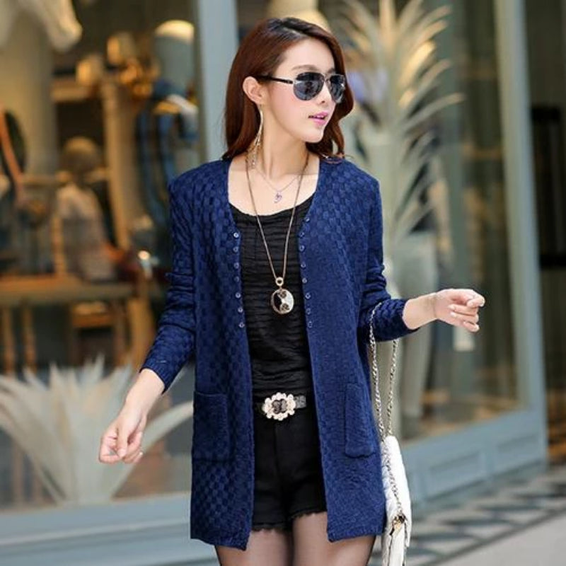 Women's Knitted Long Cardigan With Pockets