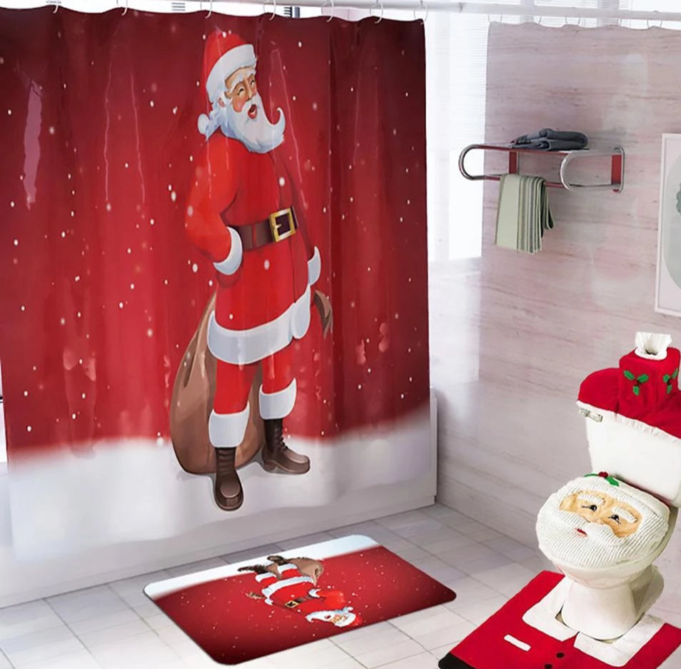 Christmas Shower Curtain OR Bath Mat Set