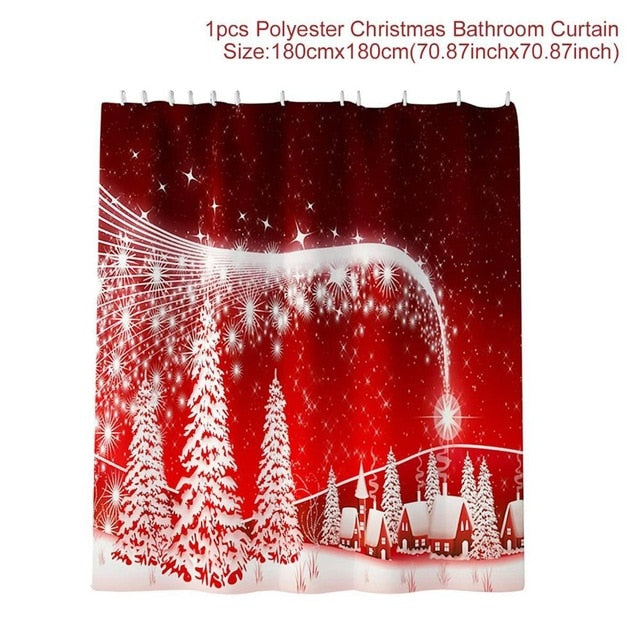 Christmas Shower Curtain OR Bath Mat Set