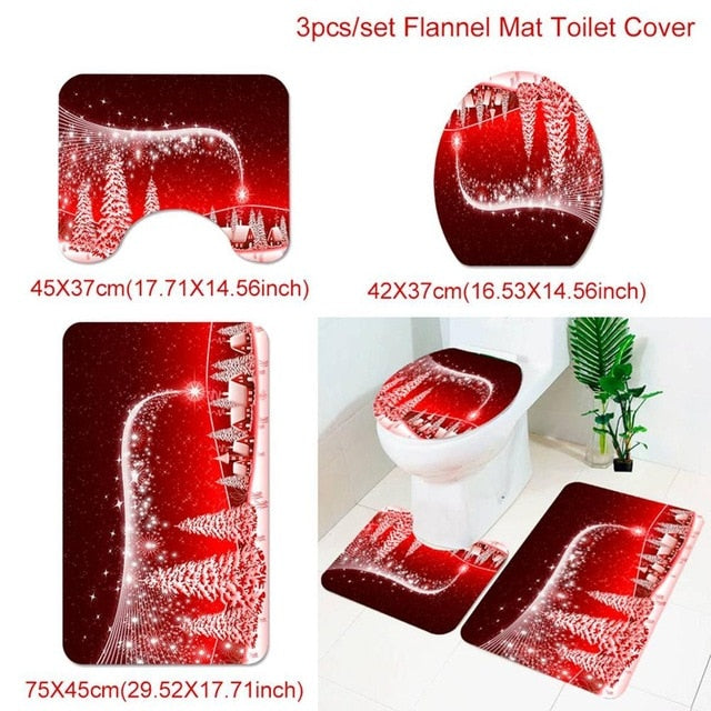 Christmas Shower Curtain OR Bath Mat Set