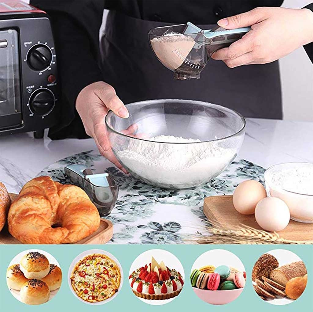 Adjustable Measuring Spoon Plastic Measure Cup with Scale 2 pcs/Set