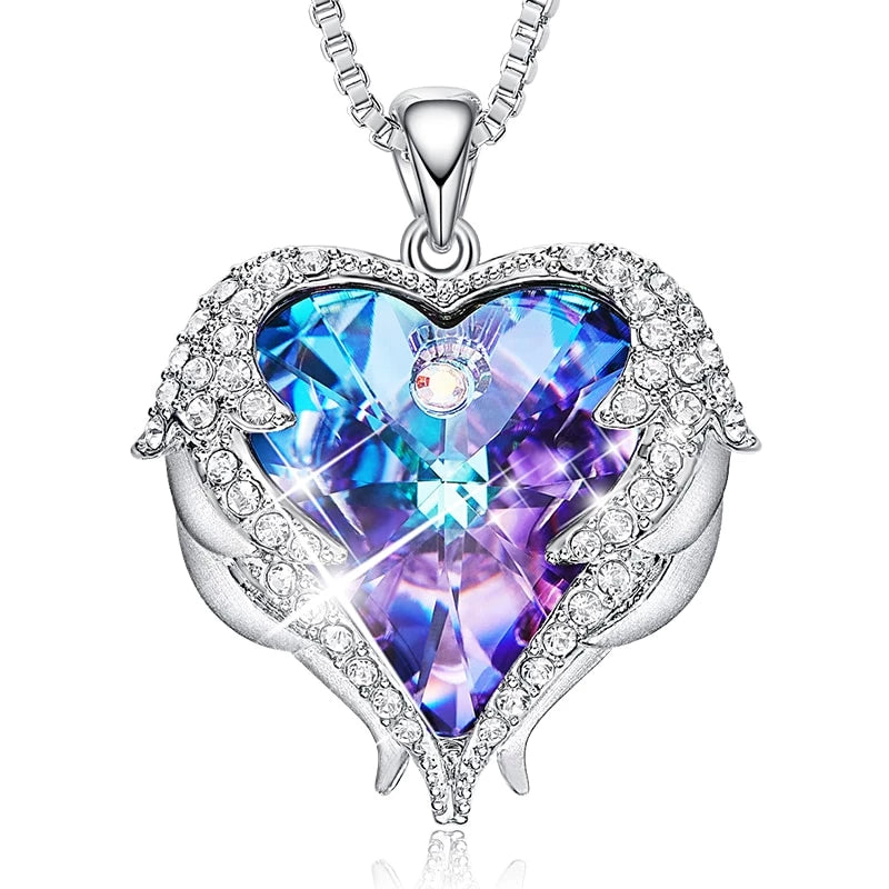 Angel Wings Heart Shape Pendant Necklace