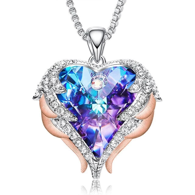 Angel Wings Heart Shape Pendant Necklace