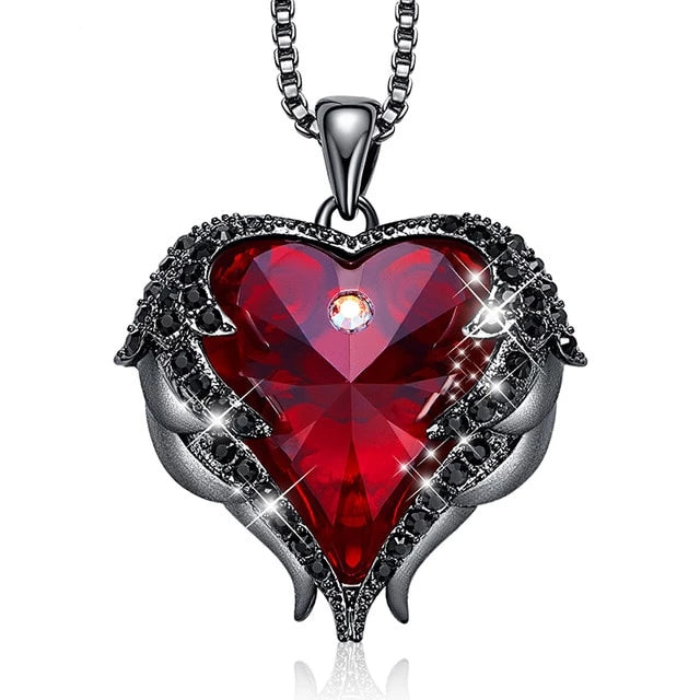 Angel Wings Heart Shape Pendant Necklace