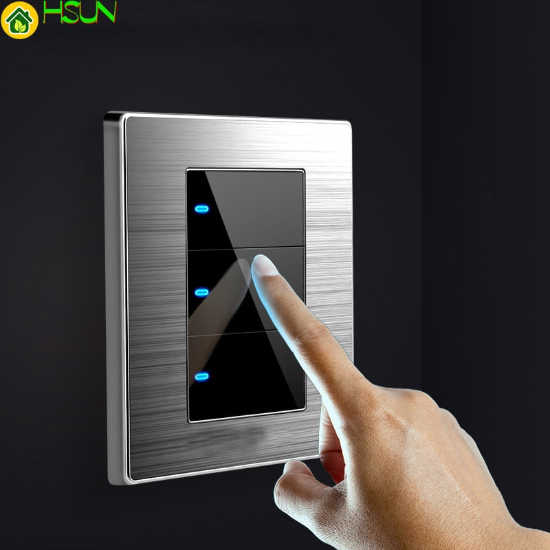 Modern Wall Switches With Led Brushed Stainless Steel Mirror