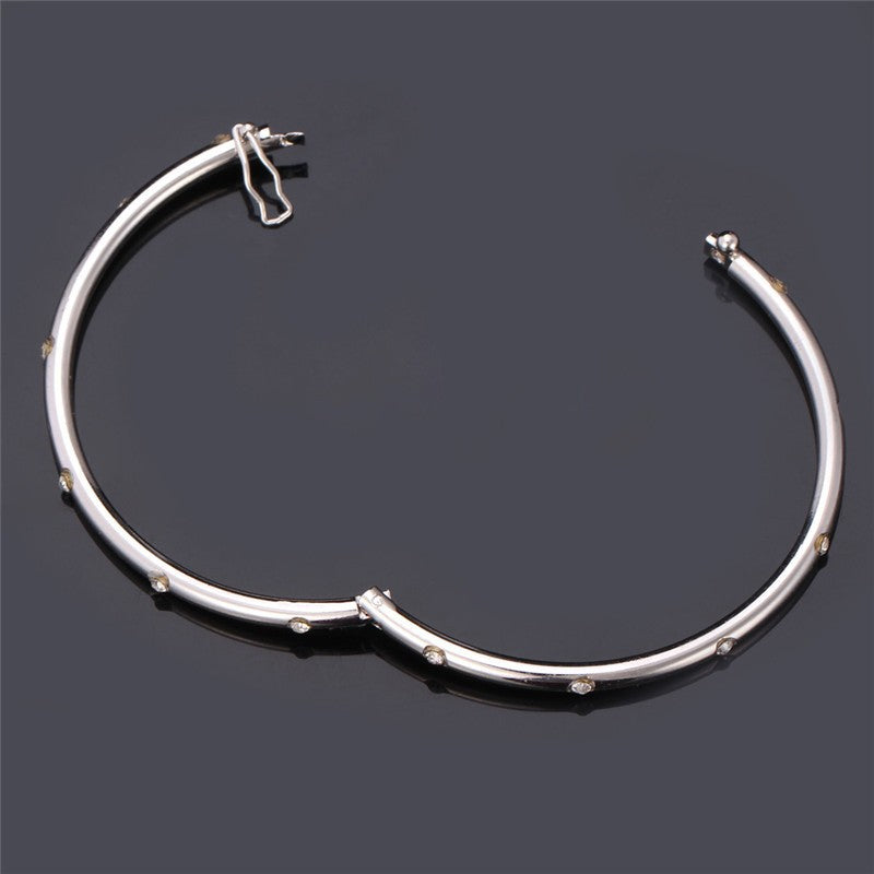 U7 Gold/Silver Color Bracelets Bangles For Women Simple Design Rhinestone Crystal Bangles Jewelry Gifts Trendy H3016